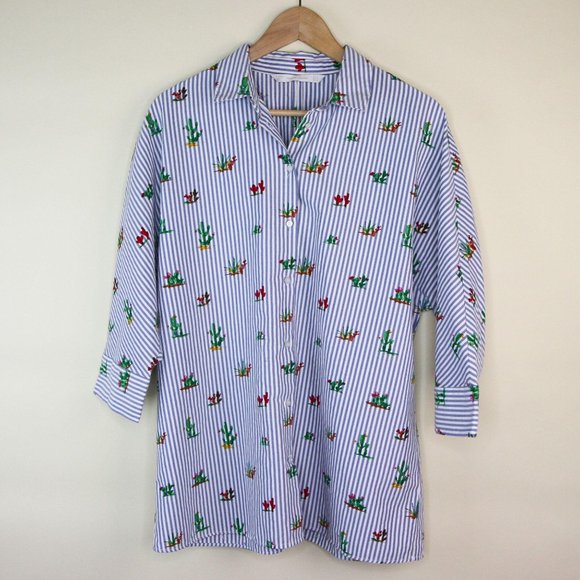 ZARA Cactus Button Up Striped Oversized Shirt - Picture 3 of 12